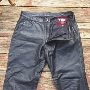 Men's black leather jeans